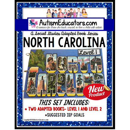 NORTH CAROLINA State Symbols ADAPTED BOOK for Special Education and Autism